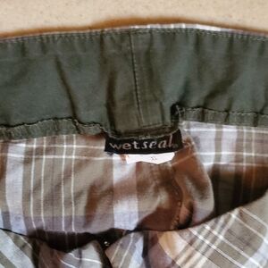 Wet Seal Green and Gray Plaid Shorts